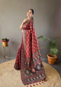 Enigmatic Red Color Digital Printed Semi Silk Saree