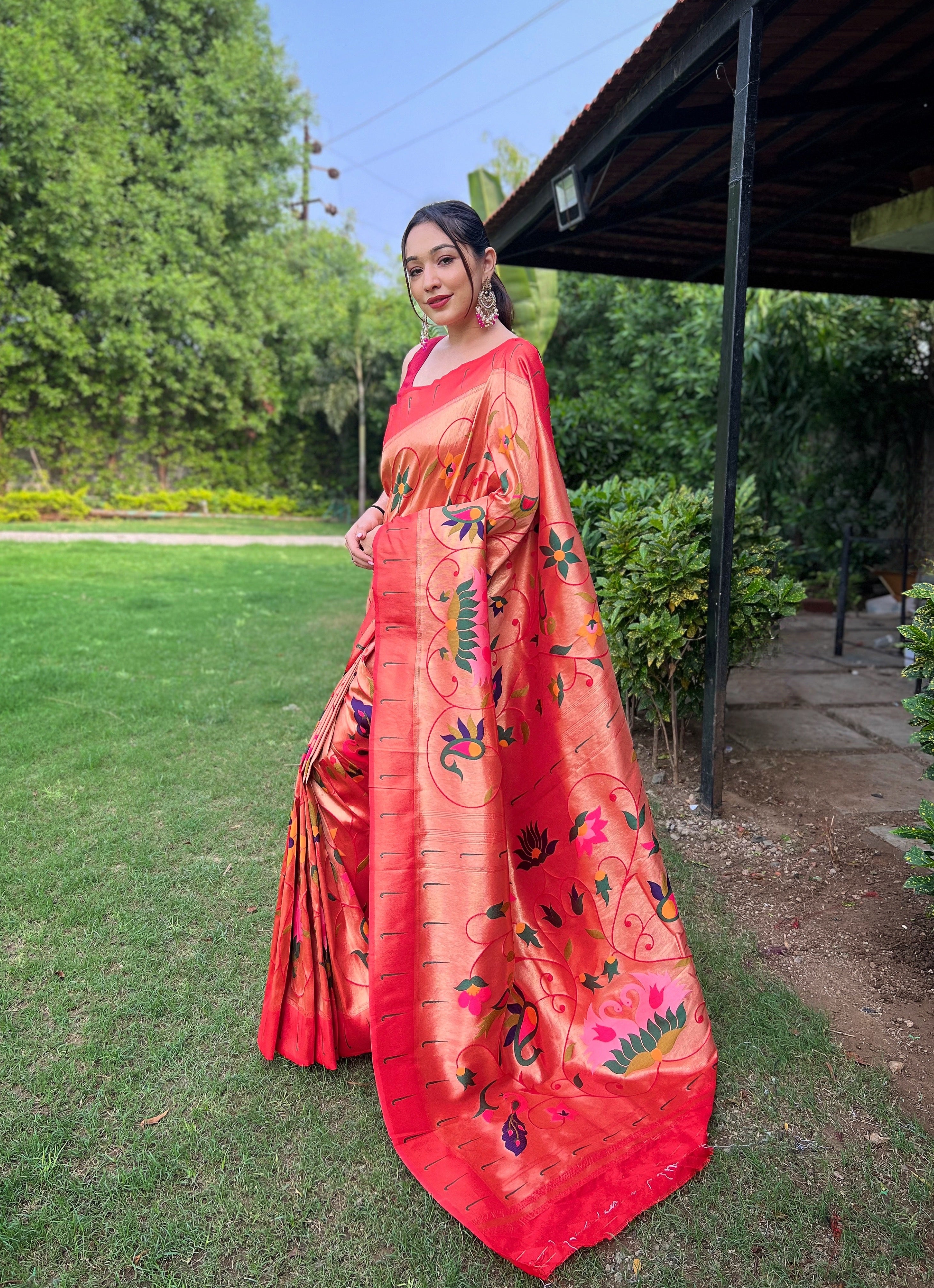 Blissful Red Color Paithani Silk Saree