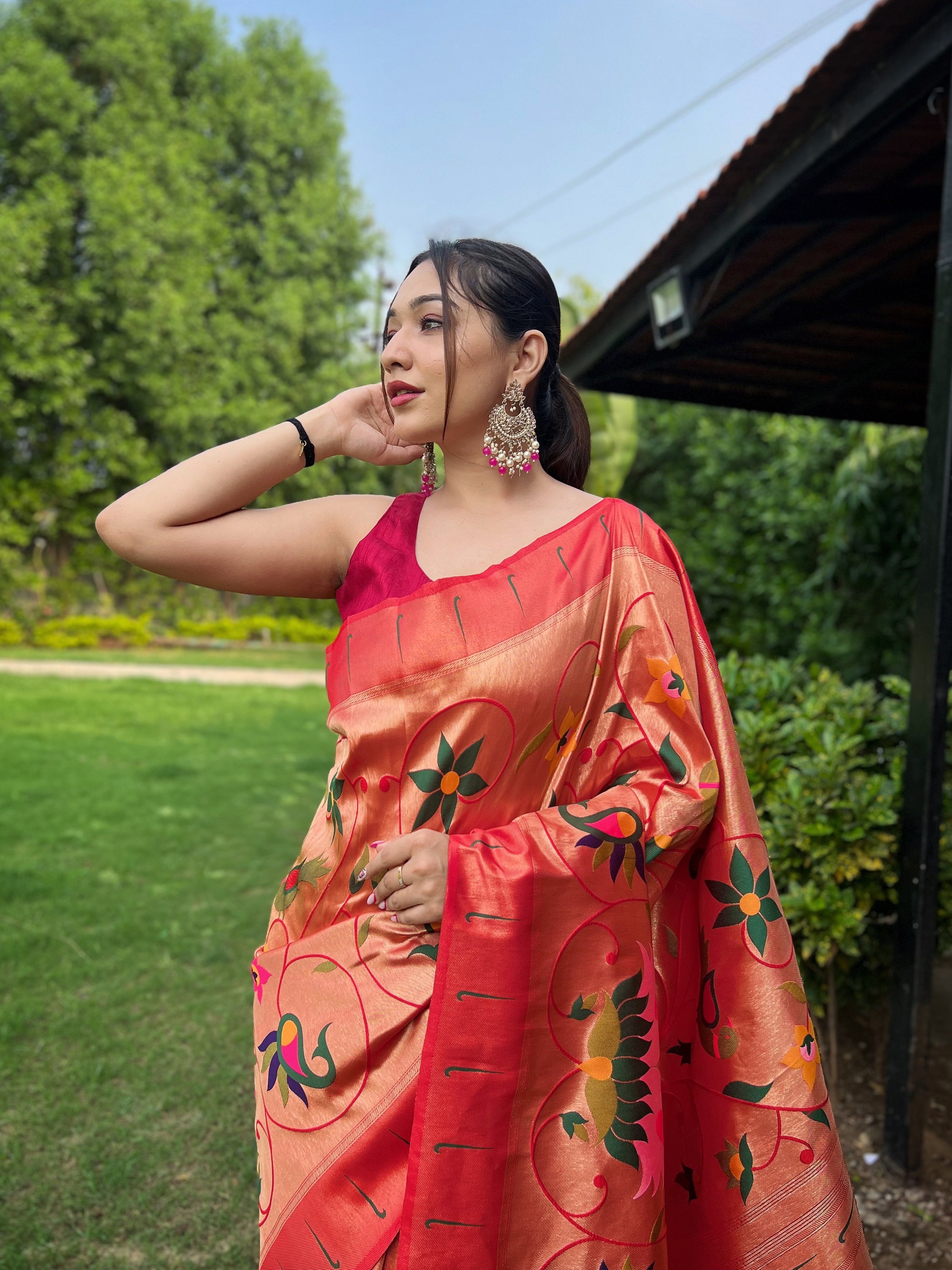 Blissful Red Color Paithani Silk Saree