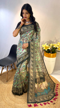 Splendid Light Green Color Chanderi Cotton Saree