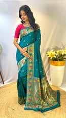 Radiant Rama Green Color Paithani Silk Saree with Meenakari Weaving Work