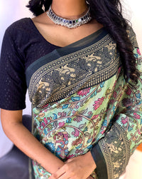 Splendid Light Green Color Chanderi Cotton Saree