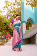 Stunning Rama Green Color Banarasi Silk Saree