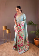 Opulent Sky Color Paithani Silk Saree