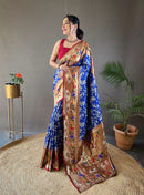 Exquisite Violet Color Silk Saree with Paithani & Patola Blend