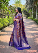 Dazzling Violet Color Kanchipattu Silk Saree