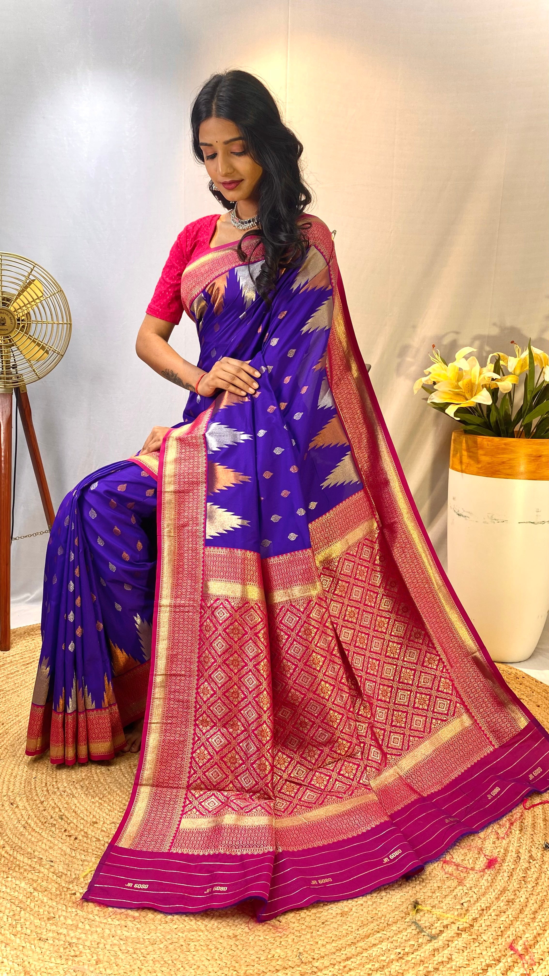 Elegant Violet Color Kanchipuram Semi Silk Saree