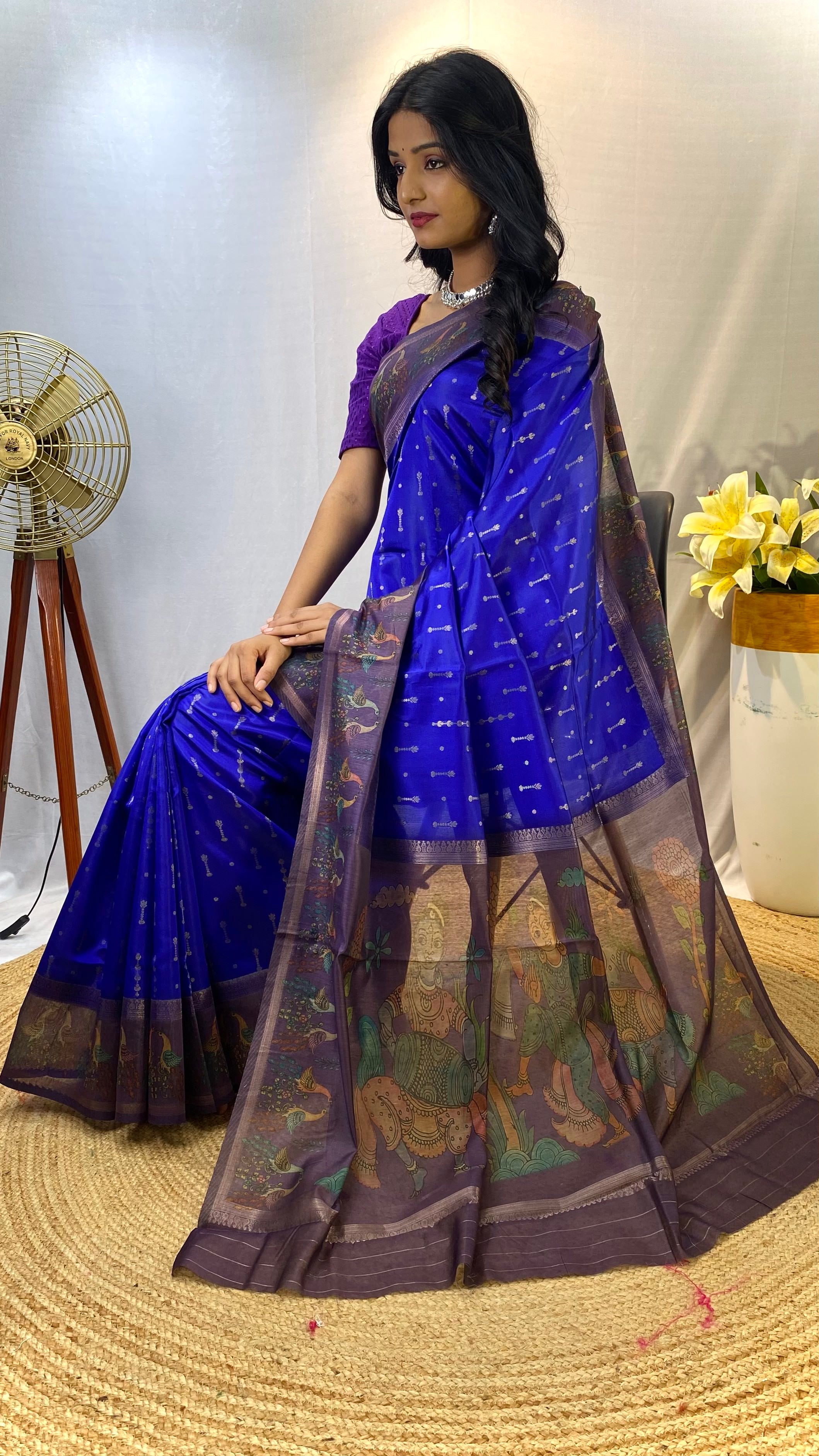 Dazzling Violet Color Chanderi Silk Saree