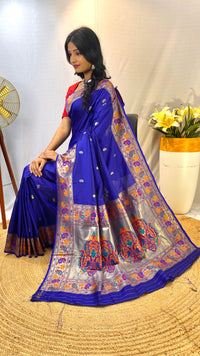 Opalescent Violet Color Paithani Silk Saree with Meenakari Weaving Work