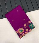 Mystical Purple Color Tussar Silk Saree