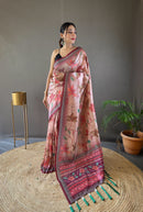 Delicate Multi Color Semi Silk Saree with Digital Printed Kalamkari Designs