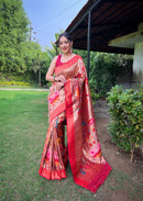 Vivacious Wine Color Paithani Silk Saree