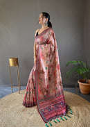 Delicate Multi Color Semi Silk Saree with Digital Printed Kalamkari Designs