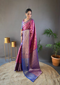 Exquisite Wine Color Kanchi Pattu Silk Saree