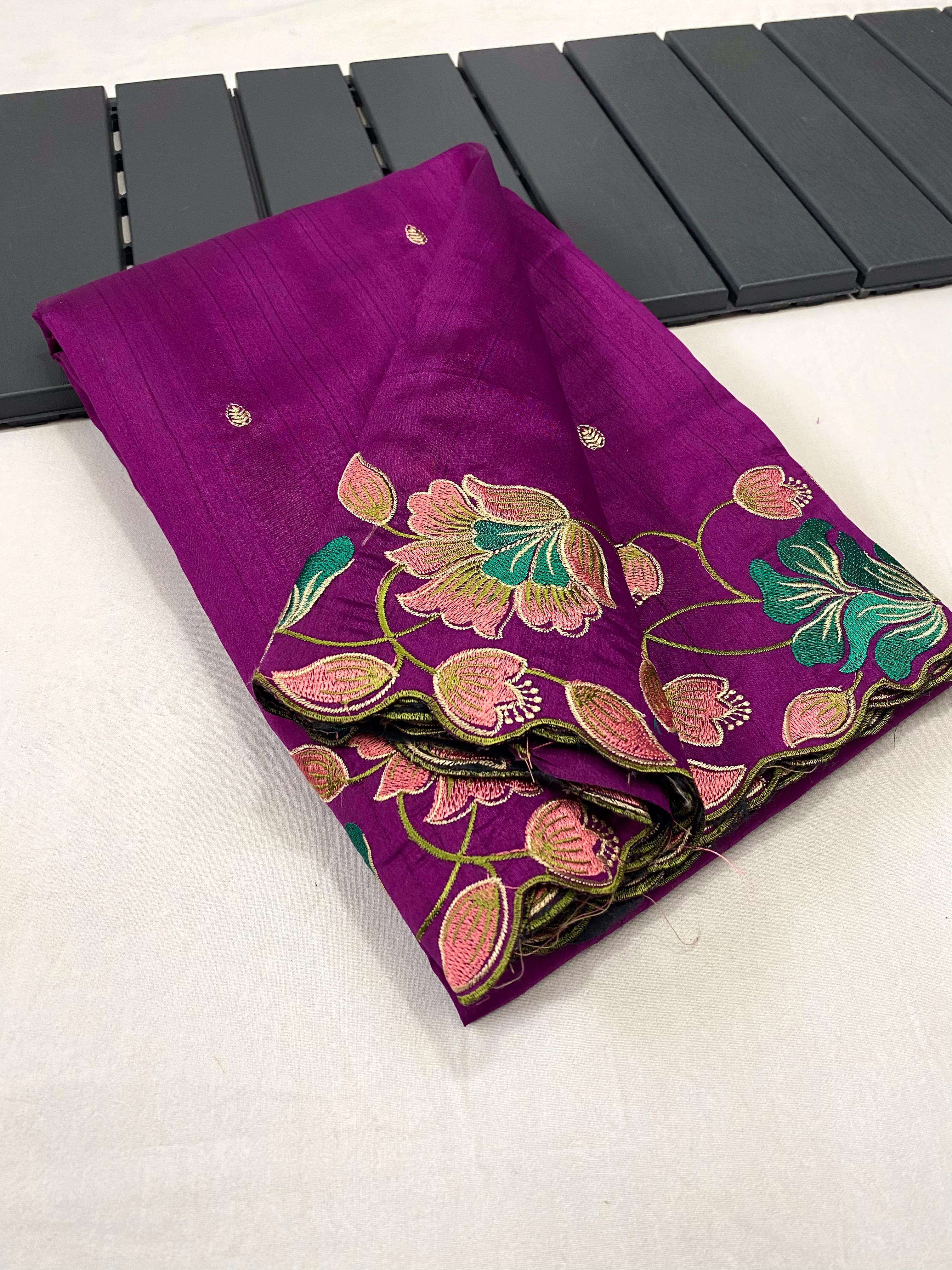 Mystical Purple Color Tussar Silk Saree