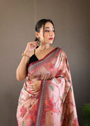 Delicate Multi Color Semi Silk Saree with Digital Printed Kalamkari Designs