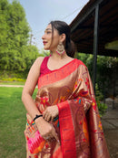 Vivacious Wine Color Paithani Silk Saree