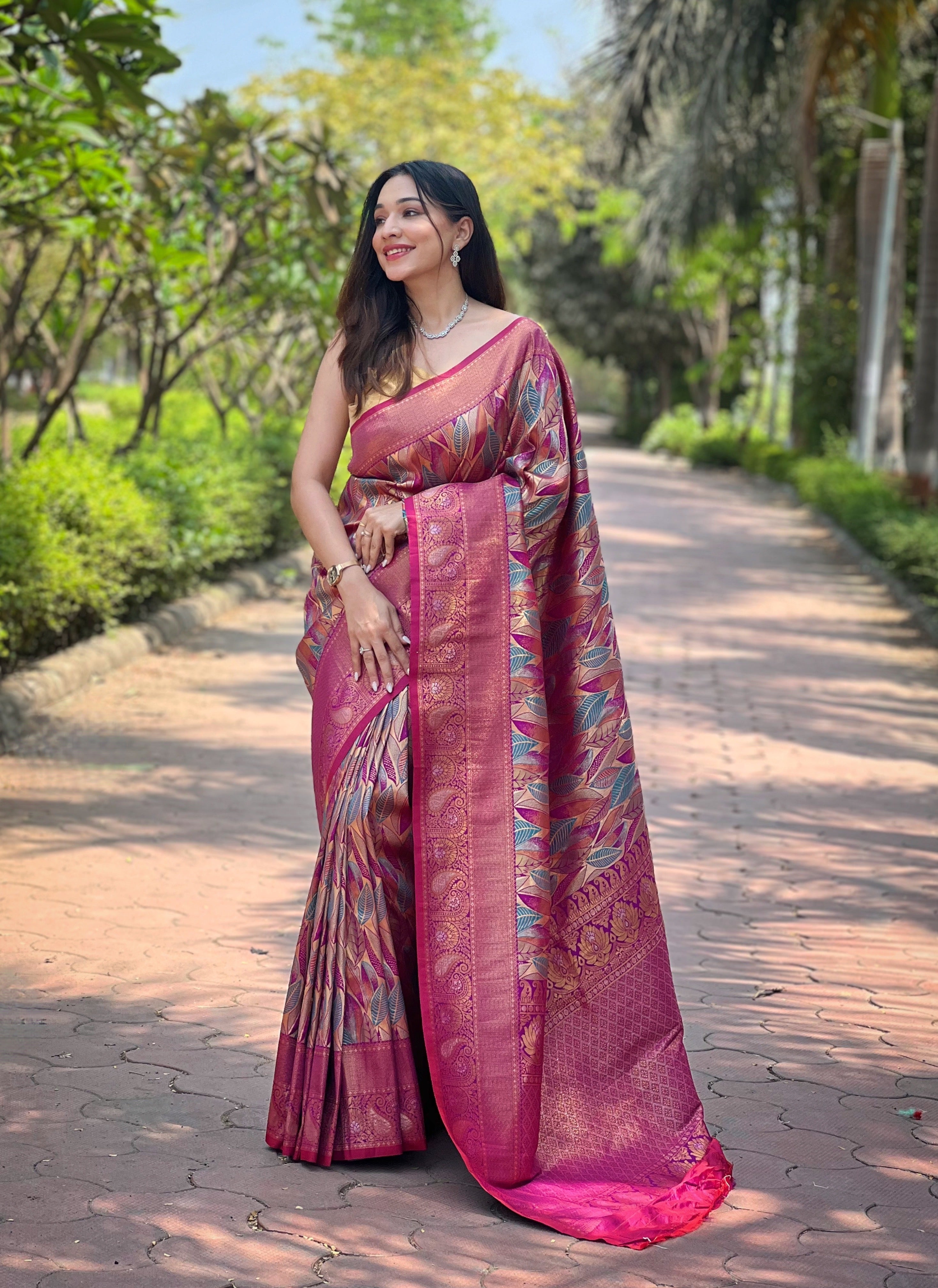 Gorgeous Wine Color Kanchipattu Silk Saree