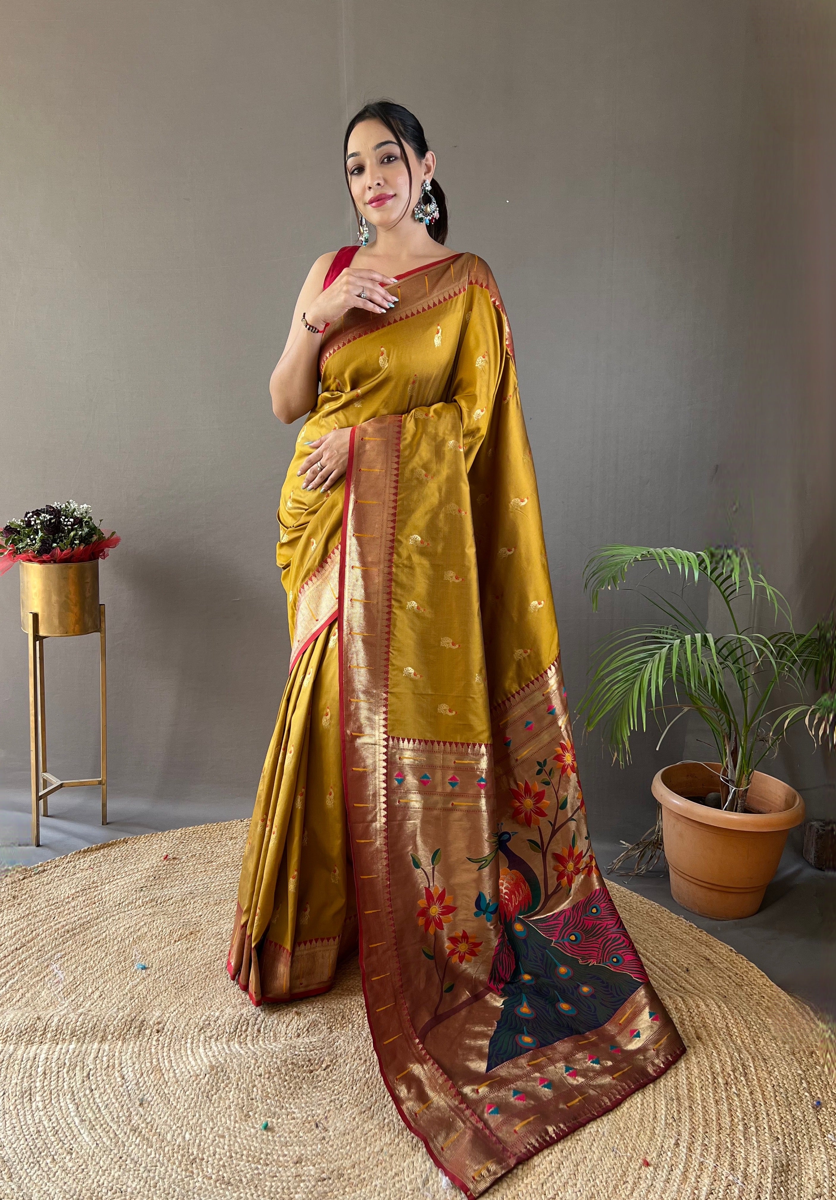 Exotic Yellow Color Paithani Silk Saree with Rich Peacock Design on Pallu