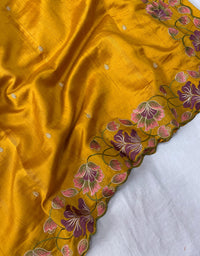 Opalescent Yellow Color Tussar Silk Saree