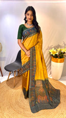 Gorgeous Yellow Color Chanderi Silk Saree