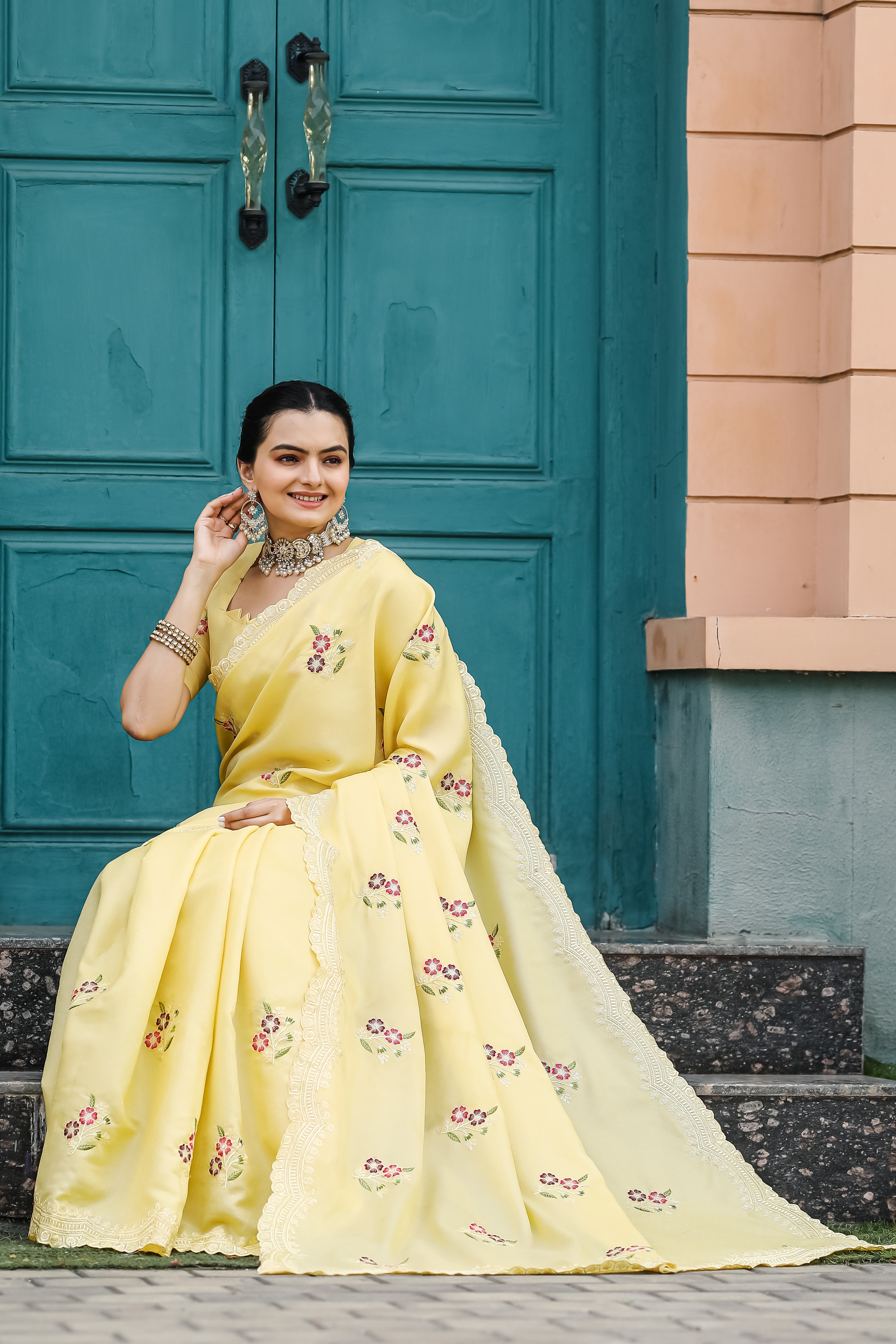 Elegant Yellow Color Tussar Cotton Saree