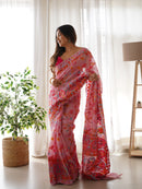 Enchanting Pink Color Kashmiri Pashmina Saree