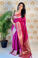 Enigmatic Magenta Color Banarasi Silk Saree