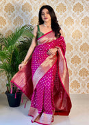 Enigmatic Magenta Color Banarasi Silk Saree