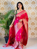 Opalescent Pink Color Banarasi Silk Saree