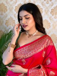 Opalescent Pink Color Banarasi Silk Saree