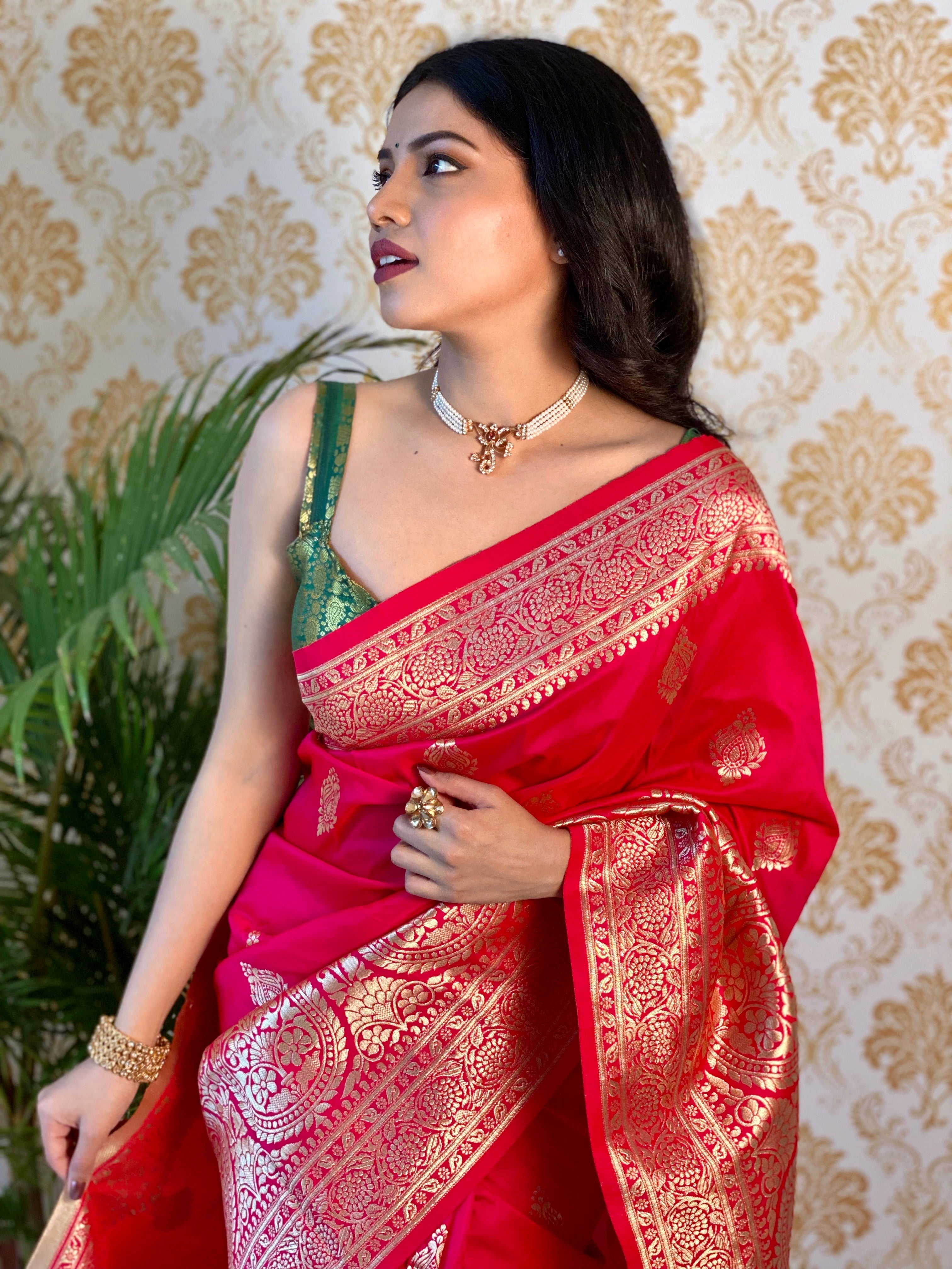 Opalescent Pink Color Banarasi Silk Saree