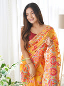 Graceful Yellow Color Kashmiri Pashmina Saree