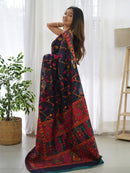 Breathtaking Navy Blue Color Kashmiri Pashmina Saree