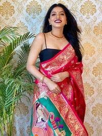 Mystical Dark Pink Color Banarasi Silk Paithani Saree