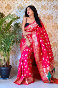 Mystical Dark Pink Color Banarasi Silk Paithani Saree