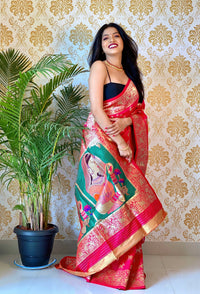 Mystical Dark Pink Color Banarasi Silk Paithani Saree