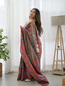 Regal Grey Color Kashmiri Pashmina Saree