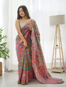 Regal Grey Color Kashmiri Pashmina Saree