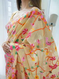 Splendid Beige Color Kashmiri Pashmina Saree