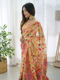 Splendid Beige Color Kashmiri Pashmina Saree