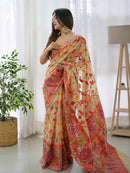 Splendid Beige Color Kashmiri Pashmina Saree