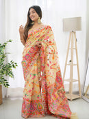 Splendid Beige Color Kashmiri Pashmina Saree