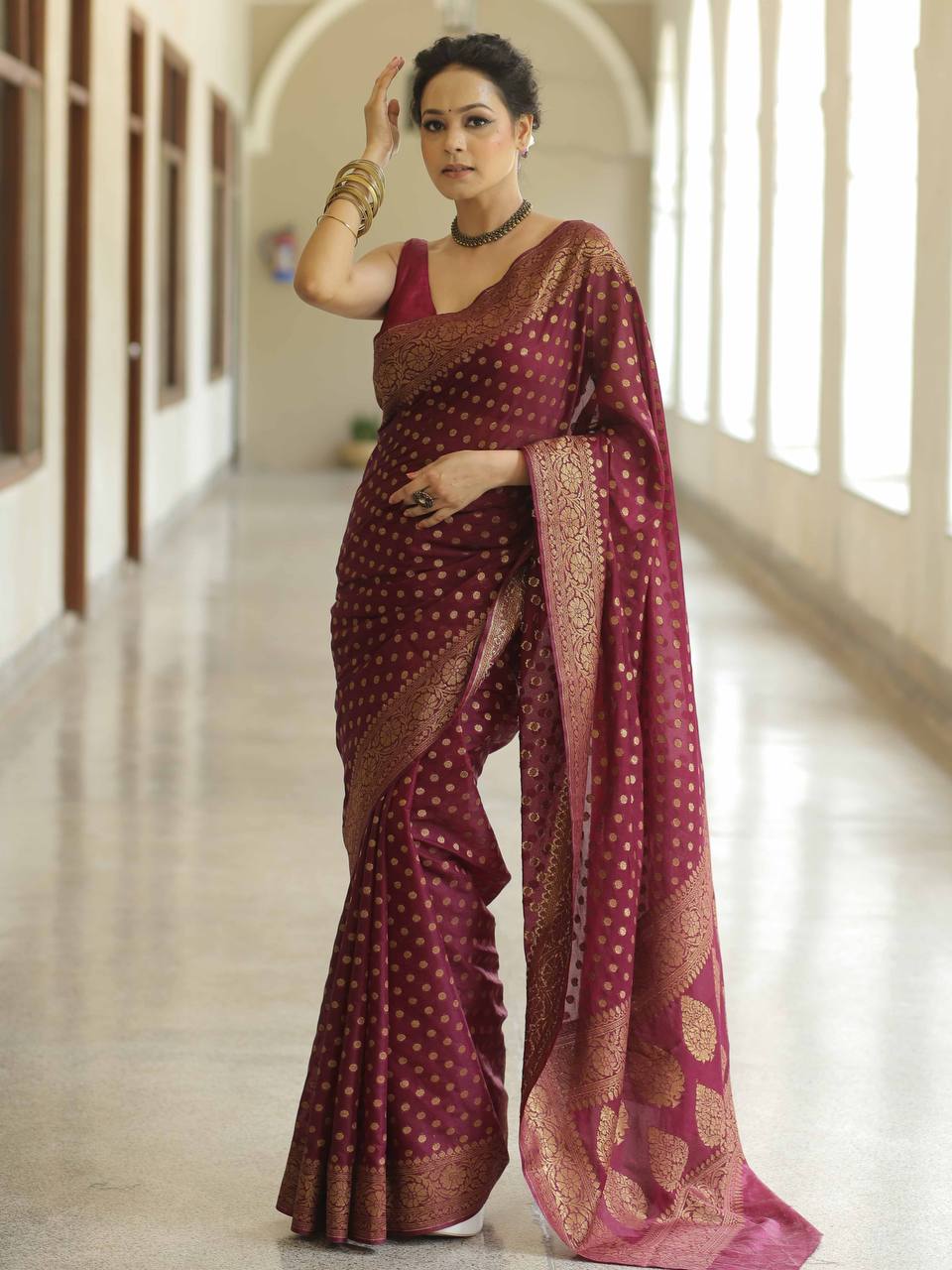 Mesmerizing Maroon Color Art Silk Saree