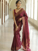 Mesmerizing Maroon Color Art Silk Saree