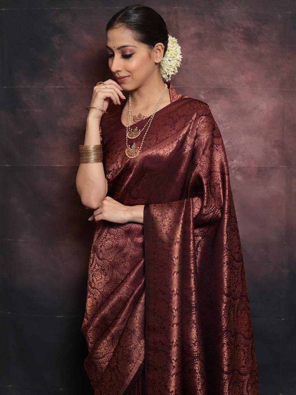 Blissful Maroon Color Art Silk Saree