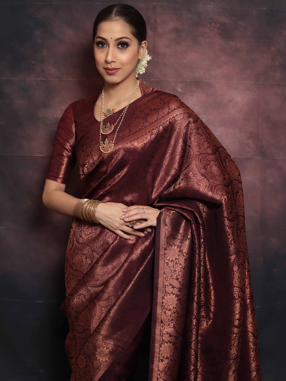 Blissful Maroon Color Art Silk Saree