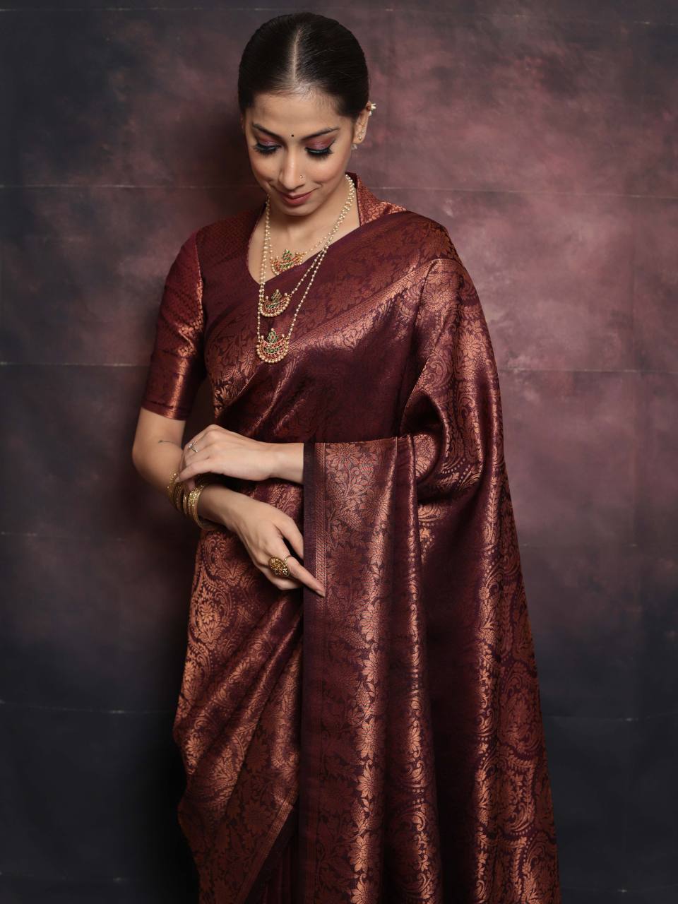 Blissful Maroon Color Art Silk Saree