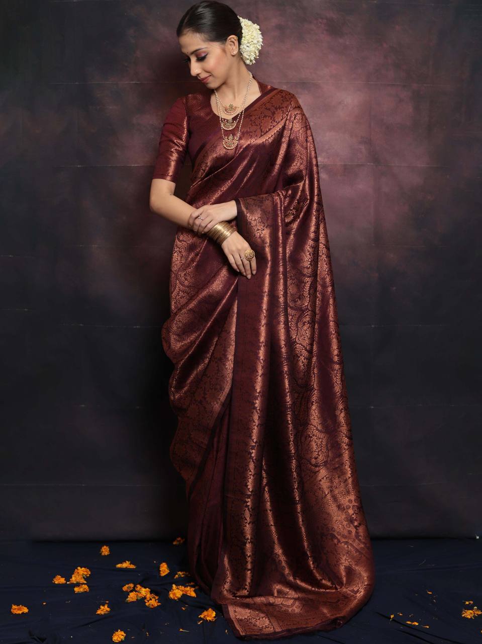 Blissful Maroon Color Art Silk Saree