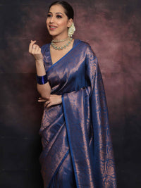 Enigmatic Navy Blue Color Art Silk Saree